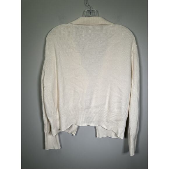 VTG J.Jill Cardigan Womens M Knit‎ Sweater Cream Crochet Wool Blend Old Money - Picture 2 of 7